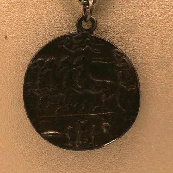 Vintage Silver Arethusa Greek Water Nymph Coin Replica Necklace By Alva - Picture 6 of 7